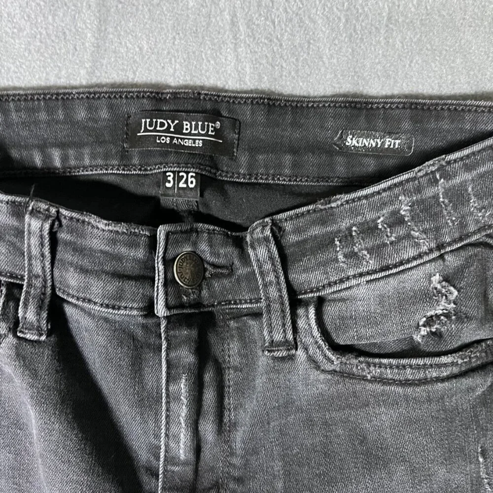 Judy Blue Skinny Fit Peek a Boo Buffalo Plaid Patch Women’s Jeans size 26 - Picture 3 of 12